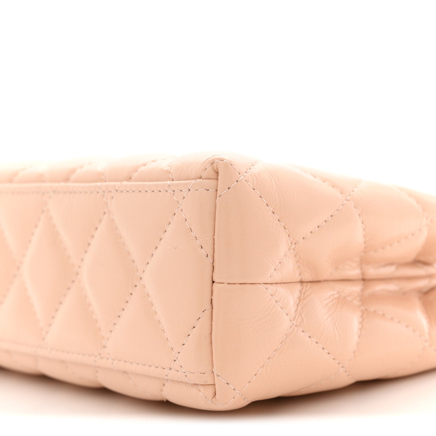 Shiny Aged Calfskin Quilted Nano Kelly Shopper Beige Beige