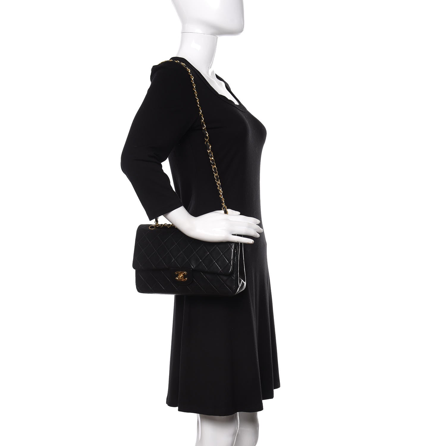 Chanel Lambskin Quilted Medium Double Flap Black 2 of 13