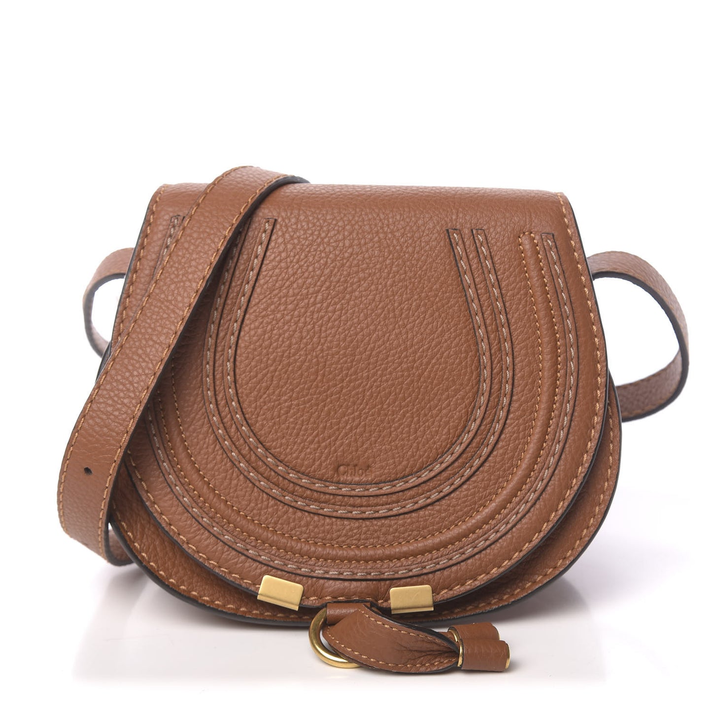 Calfskin Mini Marcie Round Crossbody Bag Tan