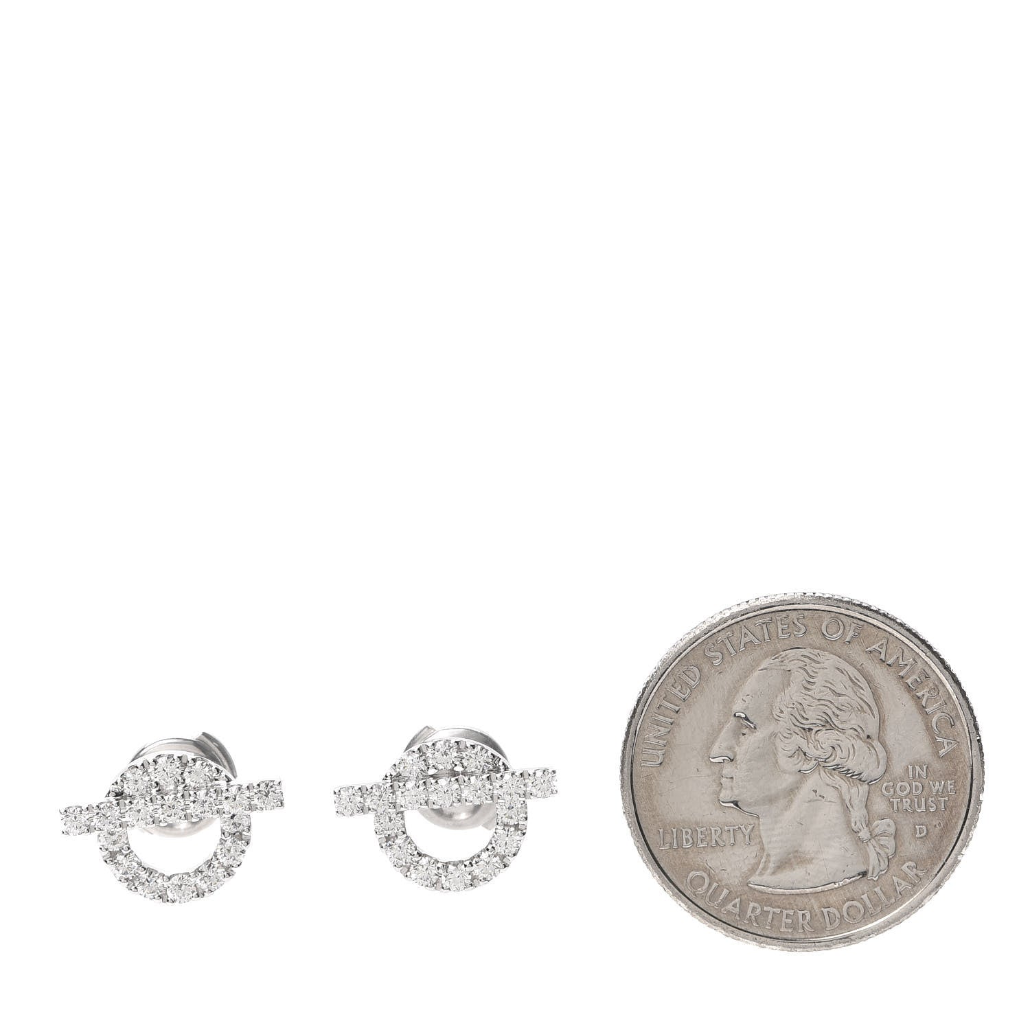 Hermes 18K White Gold Diamond Finesse Earrings 2 of 5