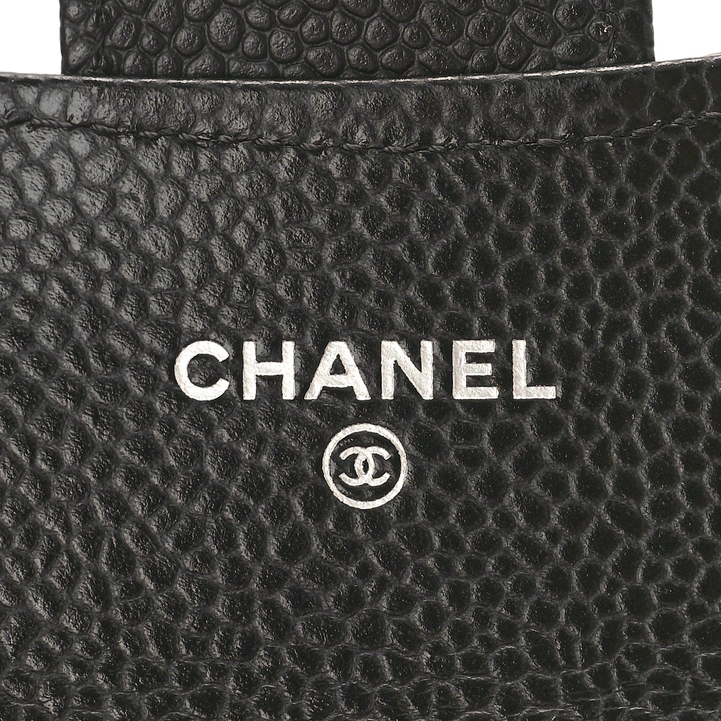 Caviar Quilted Flap Card Holder Wallet Black