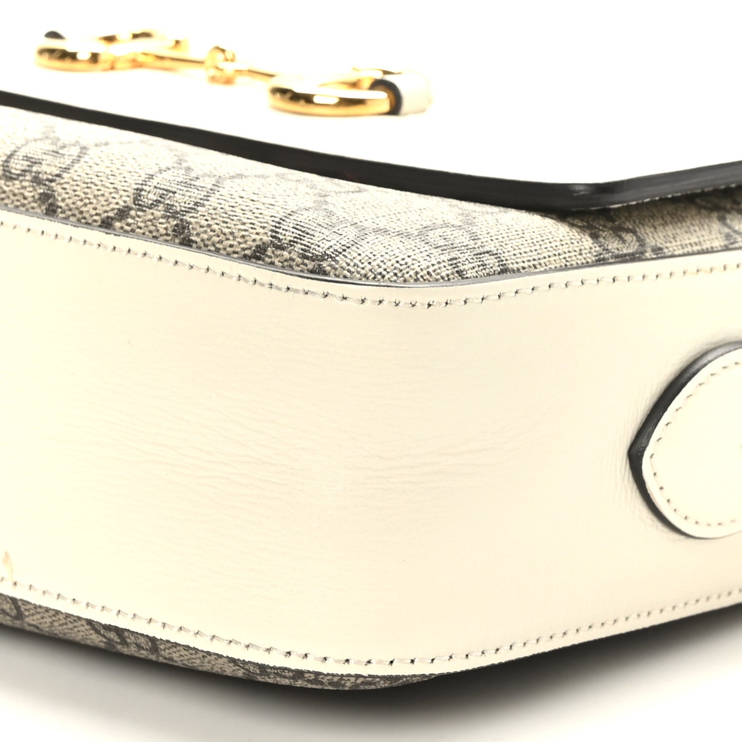GG Supreme Monogram Small Horsebit 1955 Shoulder Bag Beige Mystic White