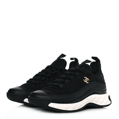 Chanel Velvet Calfskin Mixed Fibers CC Sneakers 36 Black 3 of 7