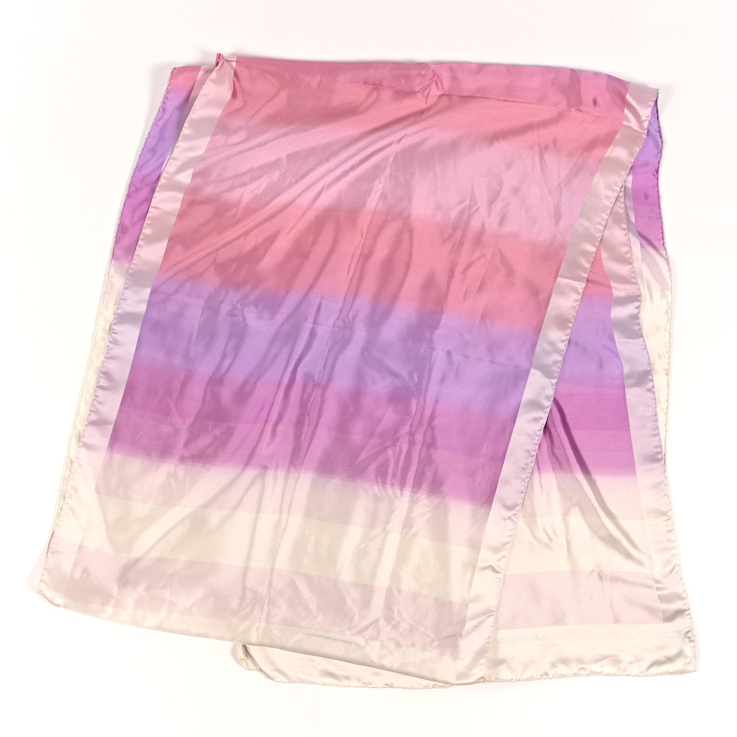 Silk CC Tie Dye Long Scarf Pink White Multicolor