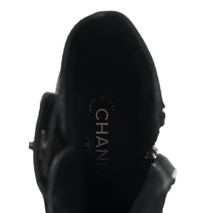 Chanel Calfskin Patent Quilted Cap Toe Short Boots 37.5 Black 16 of 20