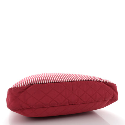 Chanel Striped Canvas Logo Tote Red 4 of 15