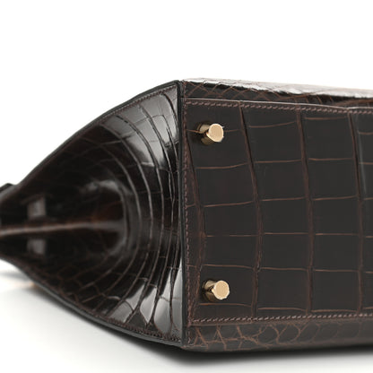 Hermes Shiny Crocodile Kelly Sellier 32 Havane 10 of 13
