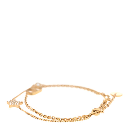 Christian Dior Metal Crystal Petit CD Double Bracelet Gold 3 of 4