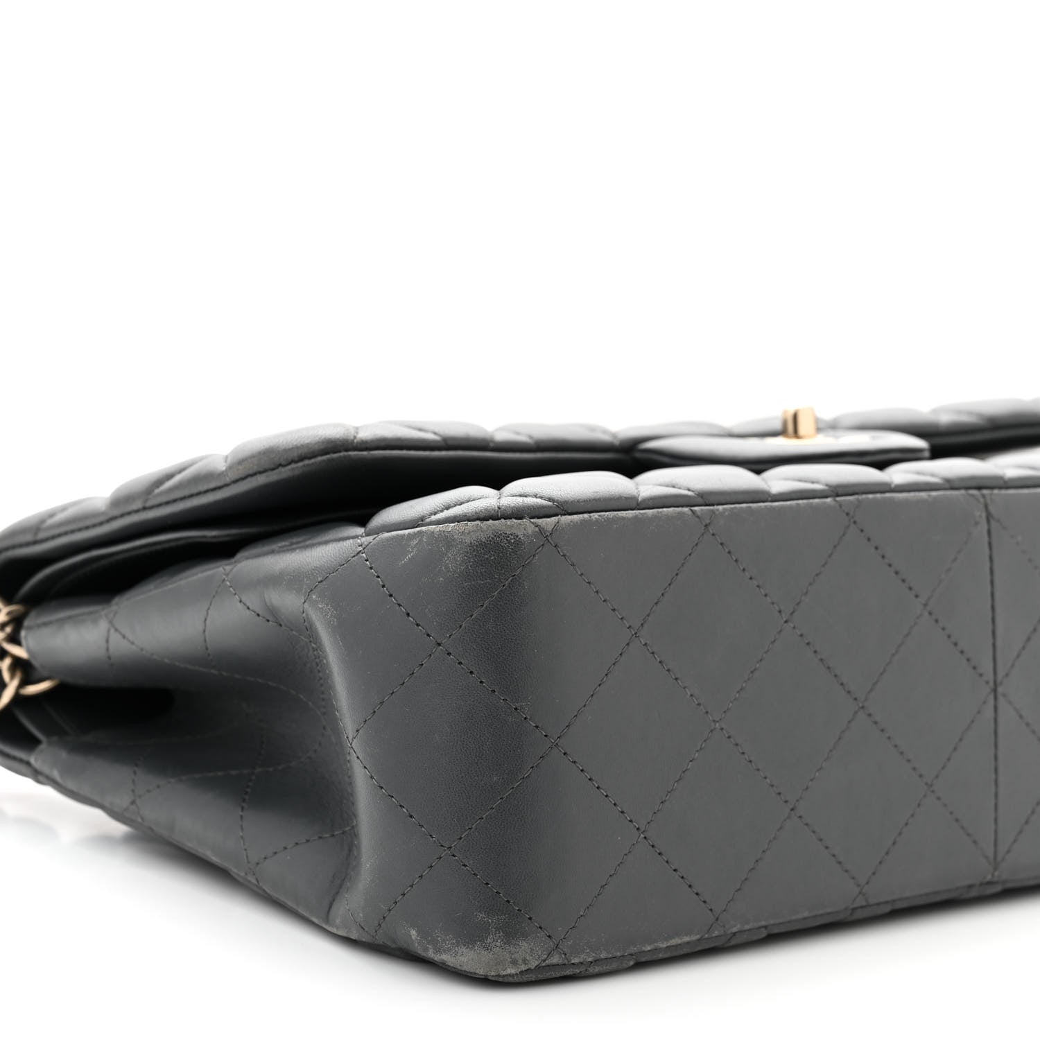 Chanel Lambskin Quilted Jumbo Double Flap Charcoal Grey 9 of 12