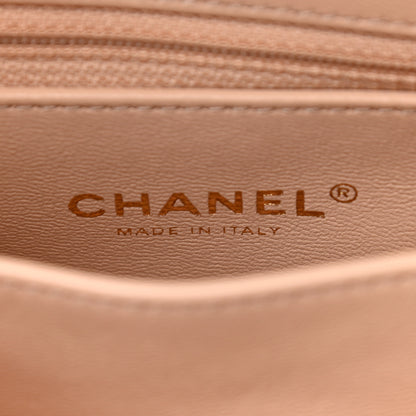 Chanel Crumpled Lambskin Quilted Mini CC Links Top Handle Flap Beige 6 of 9