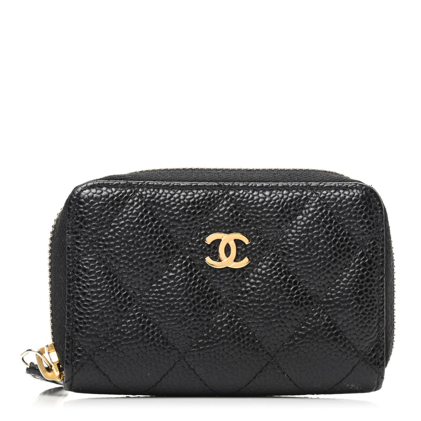 Caviar Quilted Zip Coin Purse Black
