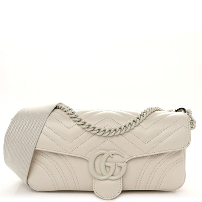 Gucci Calfskin Matelasse Monochrome GG Marmont Crossbody Shoulder Bag White 1 of 11
