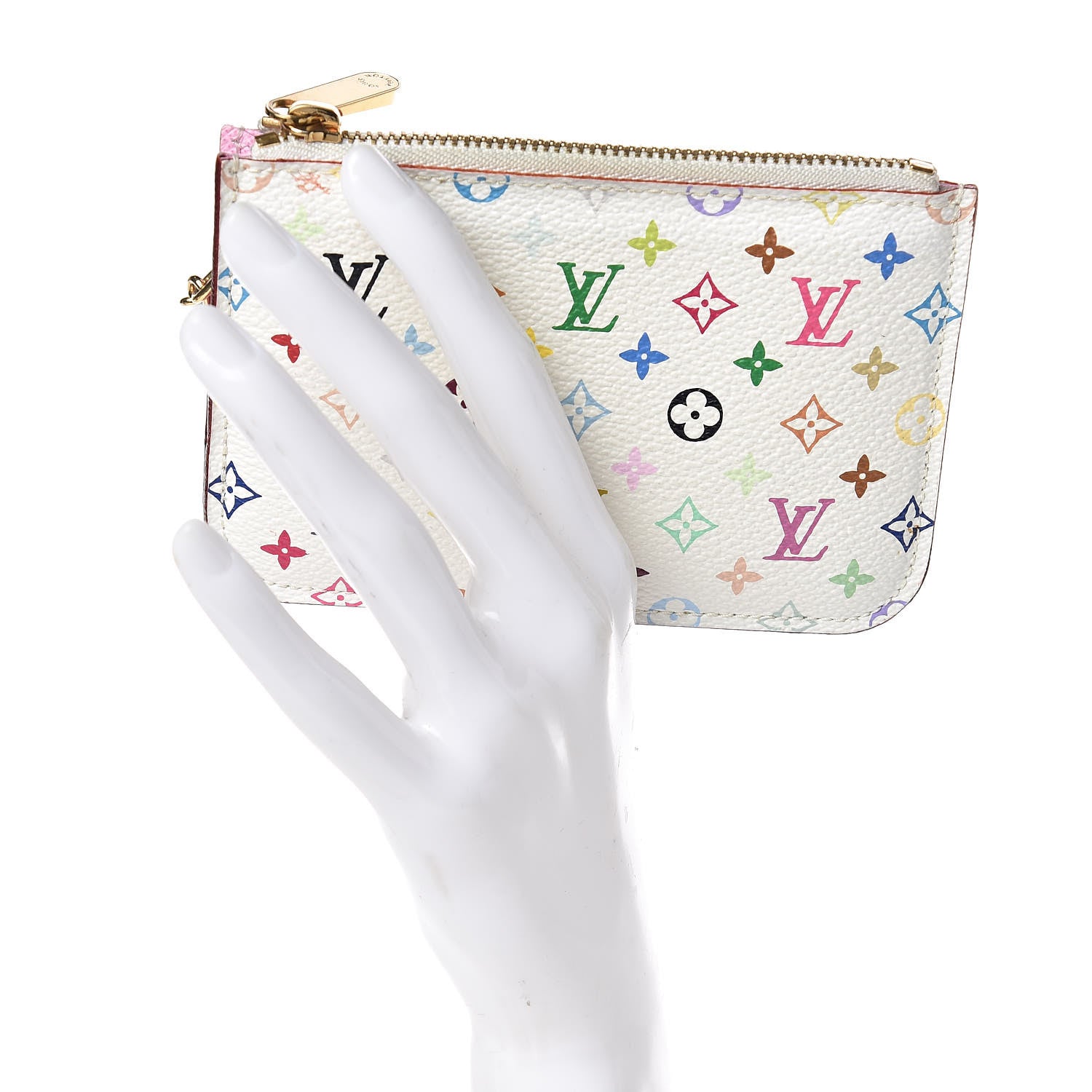 Louis Vuitton Monogram Multicolor Key Pouch White Litchi 2 of 8