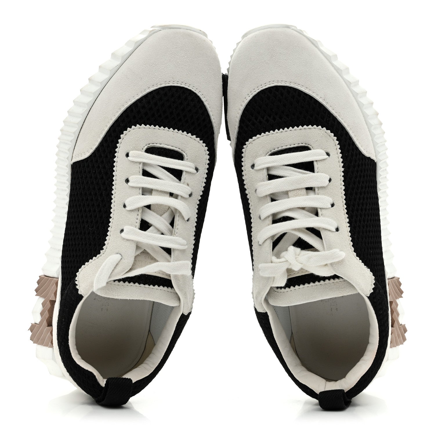 Hermes Air Mesh Suede Goatskin Bouncing Sneakers 35.5 Black White 2 of 9