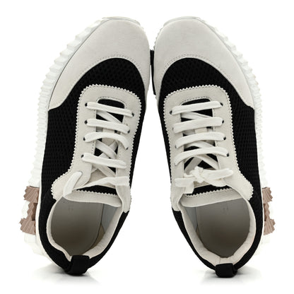 Hermes Air Mesh Suede Goatskin Bouncing Sneakers 35.5 Black White 2 of 9