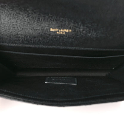 Saint Laurent Grain De Poudre Textured Mixed Matelasse Triquilt Monogram Clutch Black 5 of 9