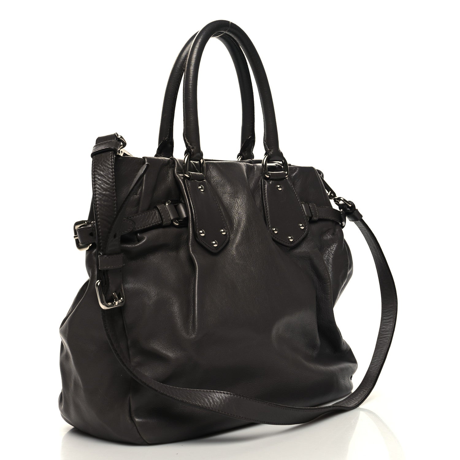 Prada Soft Calf Shoulder Bag Dark Grey 3 of 12