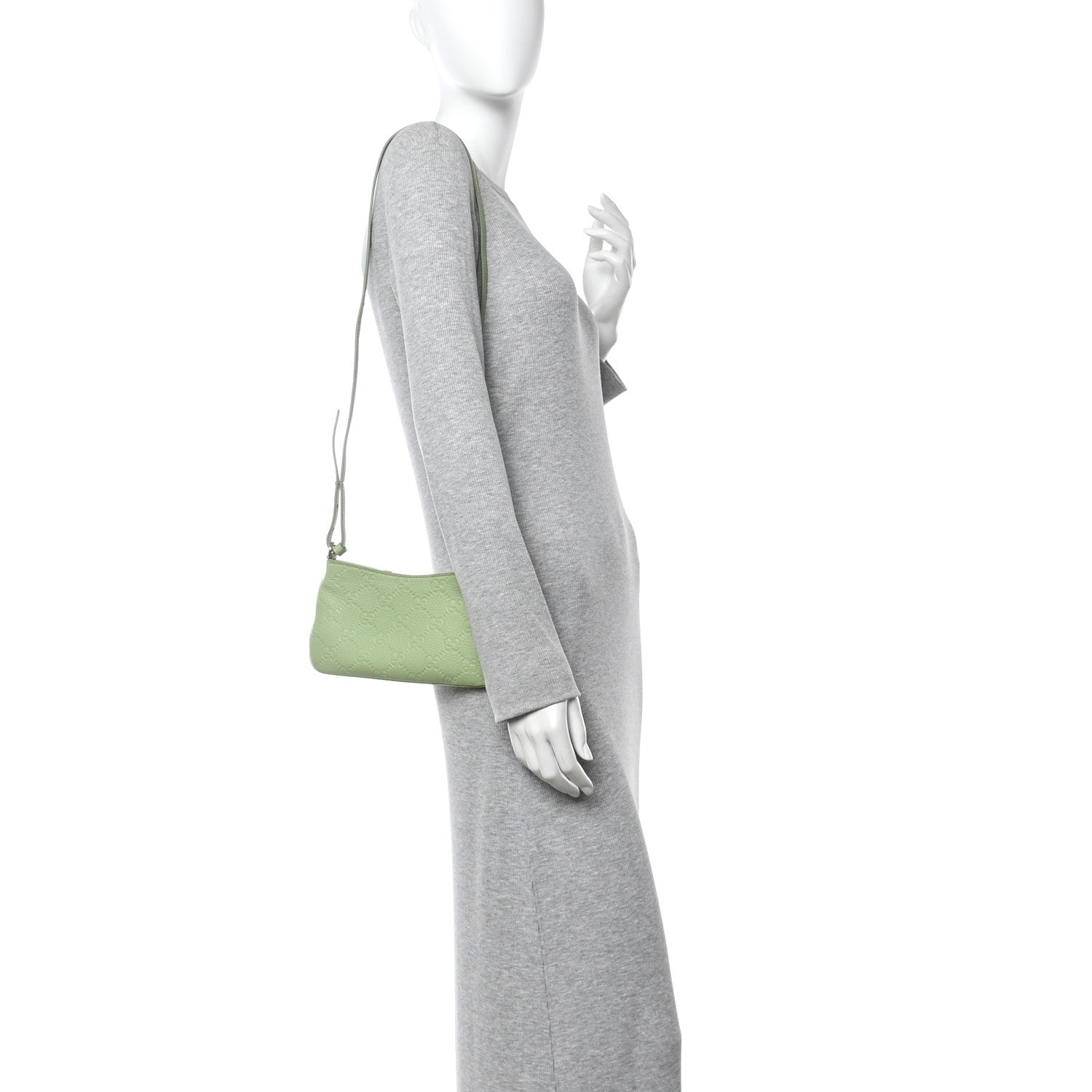 Gucci GG Grainy Calfskin Emblem Super Mini Shoulder Bag Sage Leaf 2 of 11