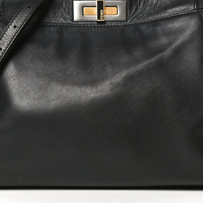 Fendi Calfskin Calf Hair Leopard Print Medium Peekaboo Iconic Satchel Black 8 of 13