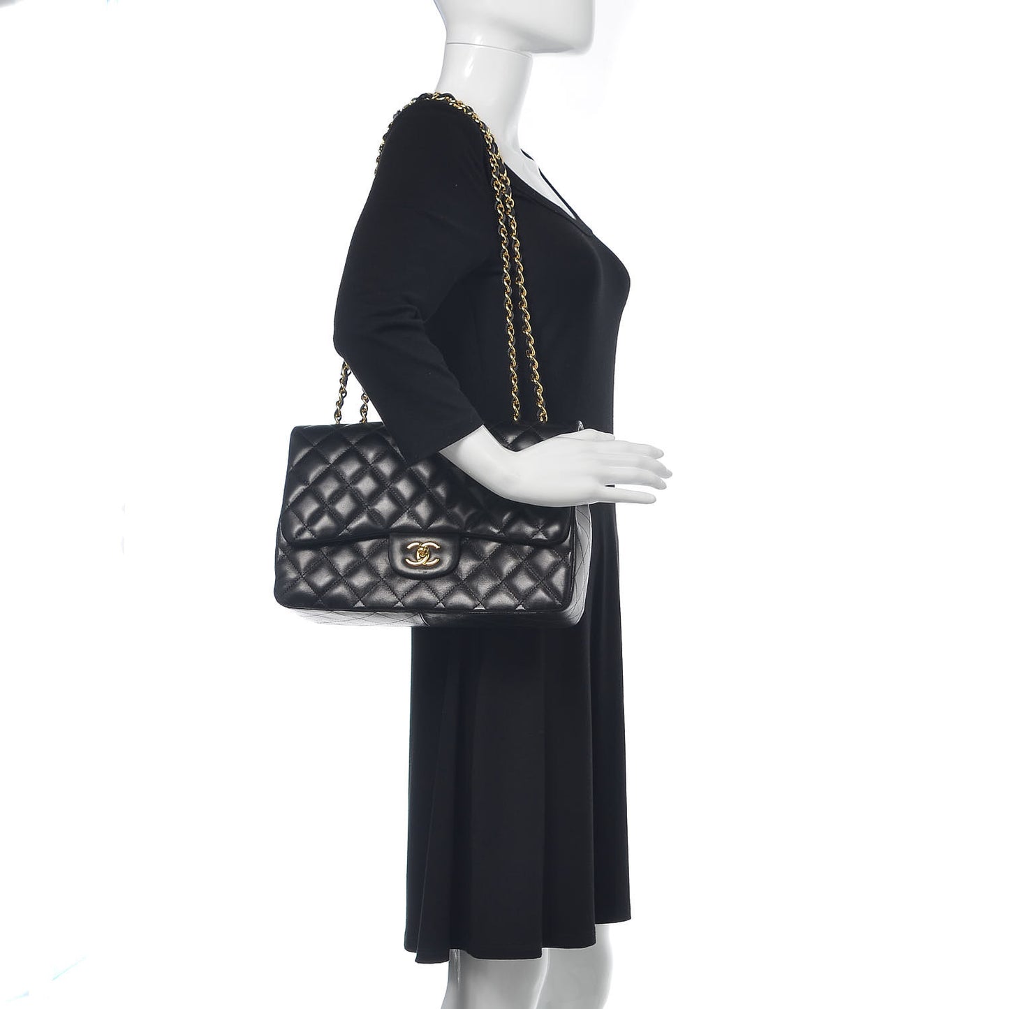 Lambskin Quilted Jumbo Single Flap Black