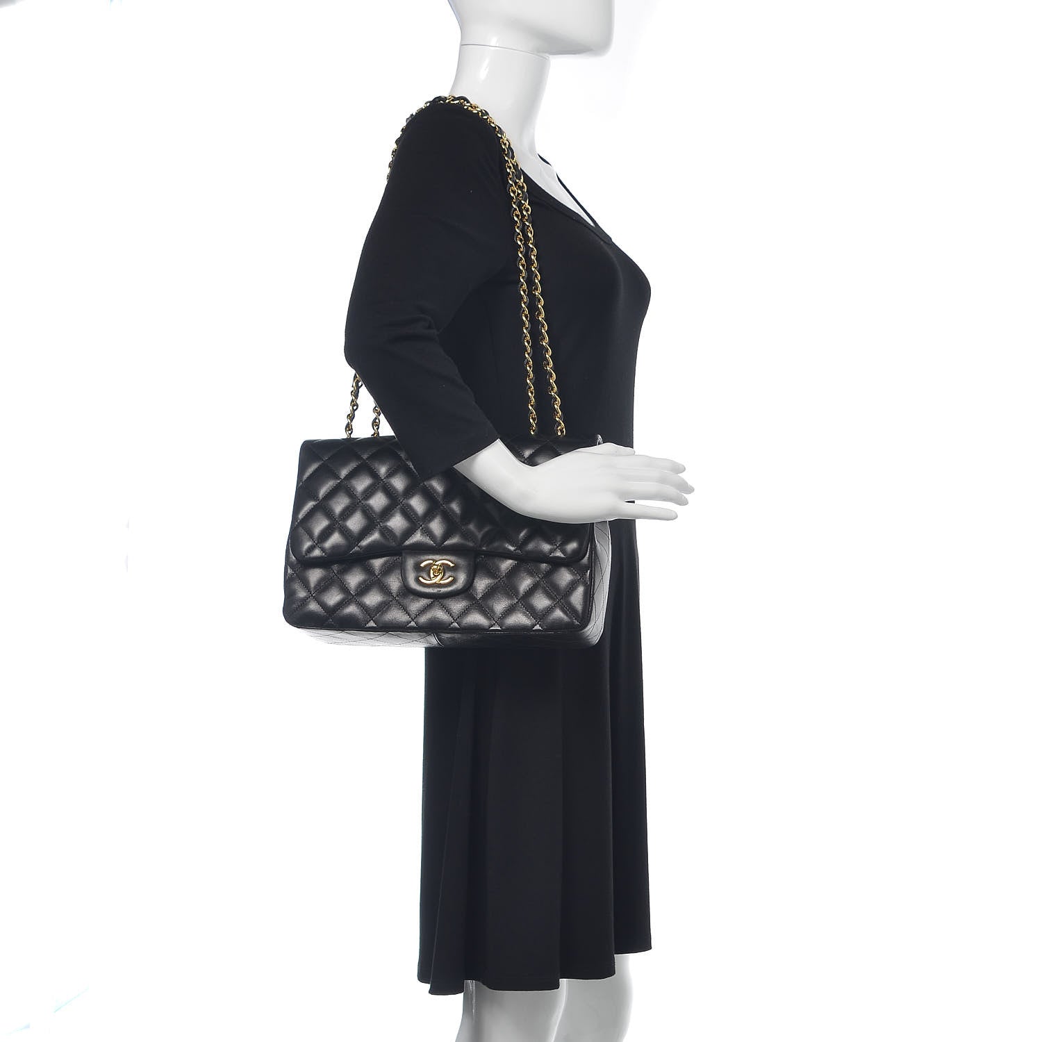 Chanel Lambskin Quilted Jumbo Single Flap Black 2 of 15
