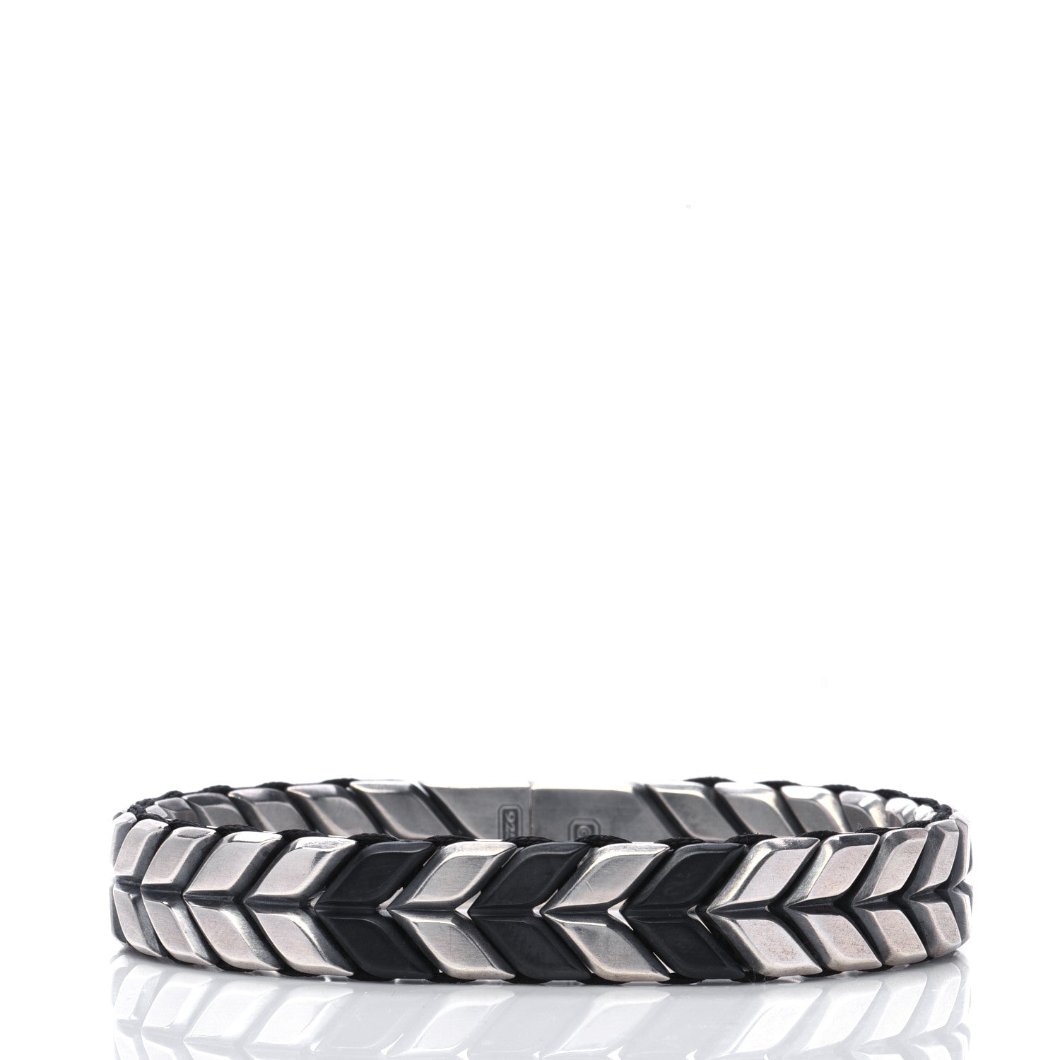 David Yurman Sterling Silver Titanium Chevron Bracelet 3 of 5