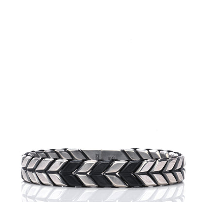 David Yurman Sterling Silver Titanium Chevron Bracelet 3 of 5