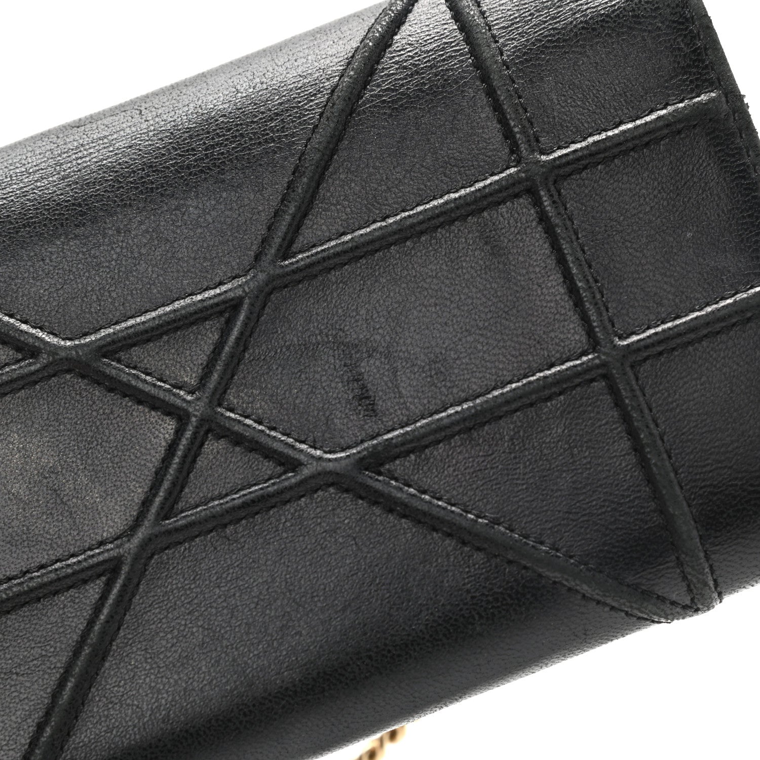 Christian Dior Grained Calfskin Diorama Wallet on Chain Pouch Black 7 of 15