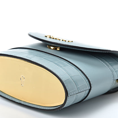 Chloe Calfskin Crocodile Embossed Small Aby Lock Faded Blue 9 of 9