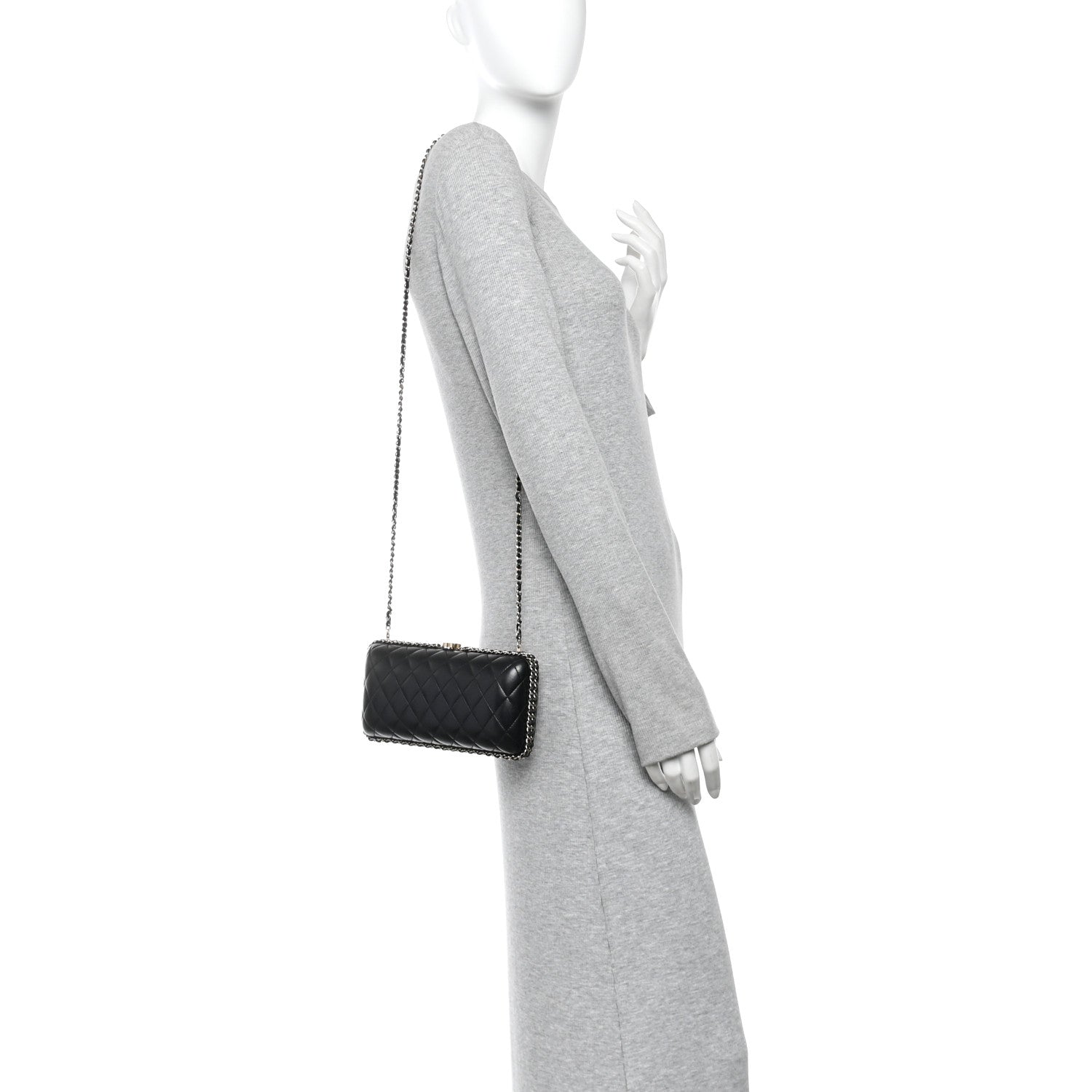 Chanel Lambskin Quilted Chain Around Clutch Black 2 of 10