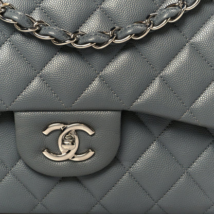 Chanel Caviar Quilted Jumbo Double Flap Grey 9 of 11