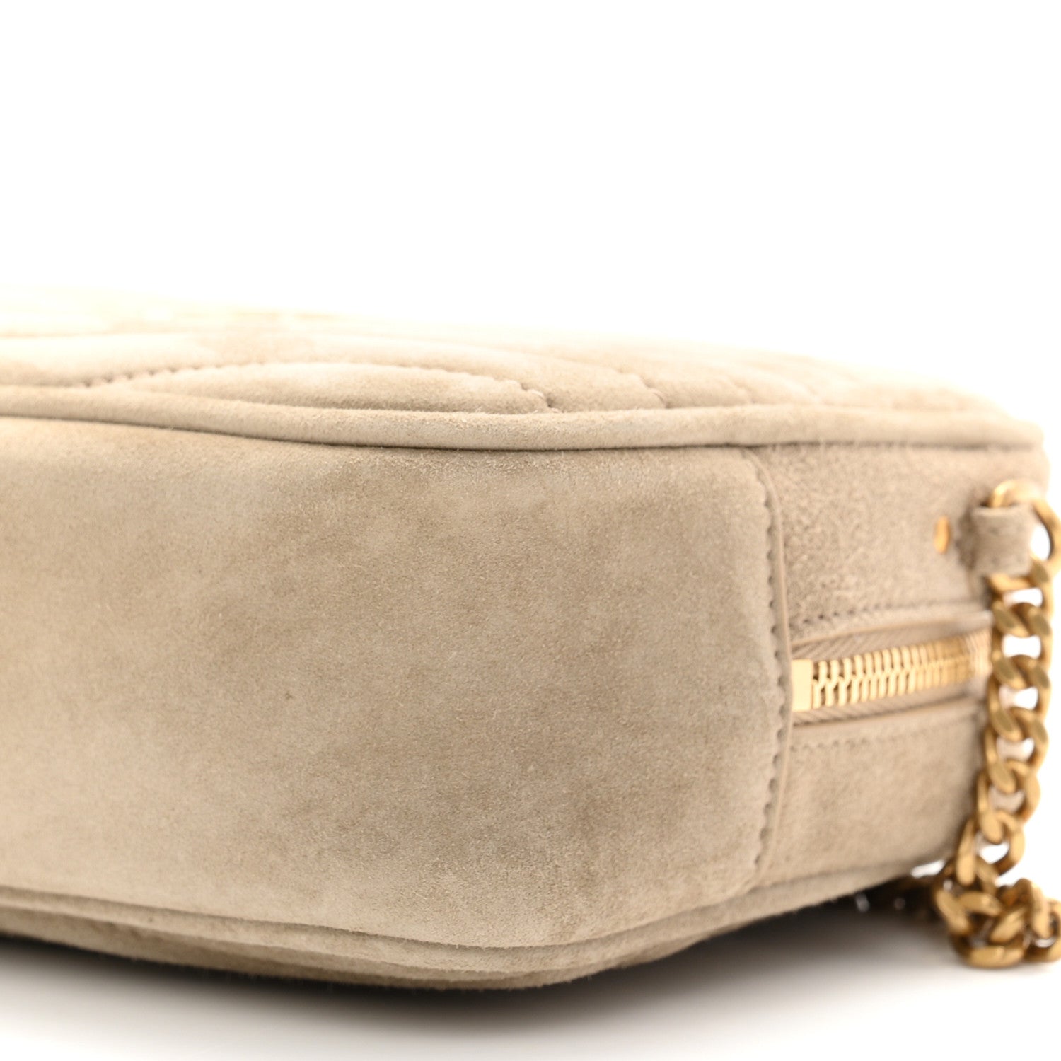 Saint Laurent Suede Matelasse Monogram Mini Lou Camera Bag Matte Gold 10 of 11