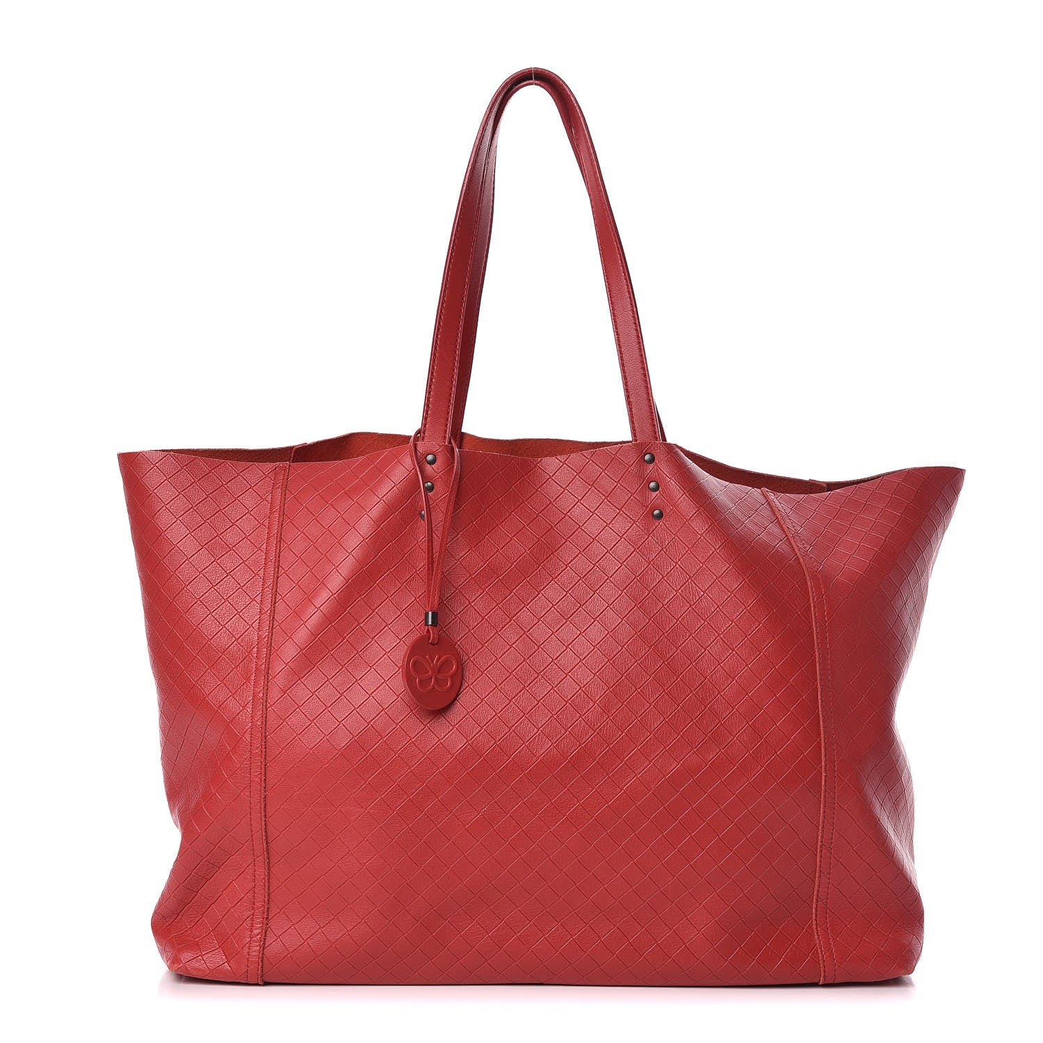 Bottega Veneta Calfskin Intrecciomirage Tote Red 1 of 10