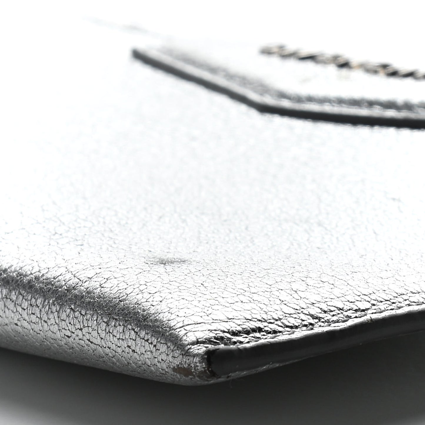 Metallic Calfskin Iconic Pouch Crossbody Black Silver