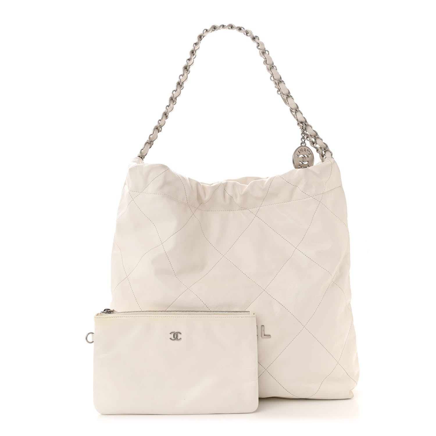 Chanel Shiny Calfskin Quilted Chanel 22 White 3 of 15