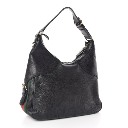 Gucci Calfskin Large Horsebit Web Hobo Black 3 of 13