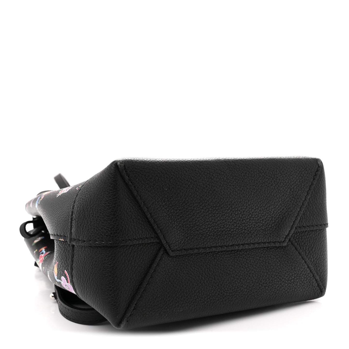 Calfskin Flower Lockme Mini Backpack Black Multicolor