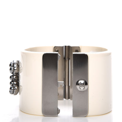 Chanel Resin Ruthenium CC Cuff White 4 of 7