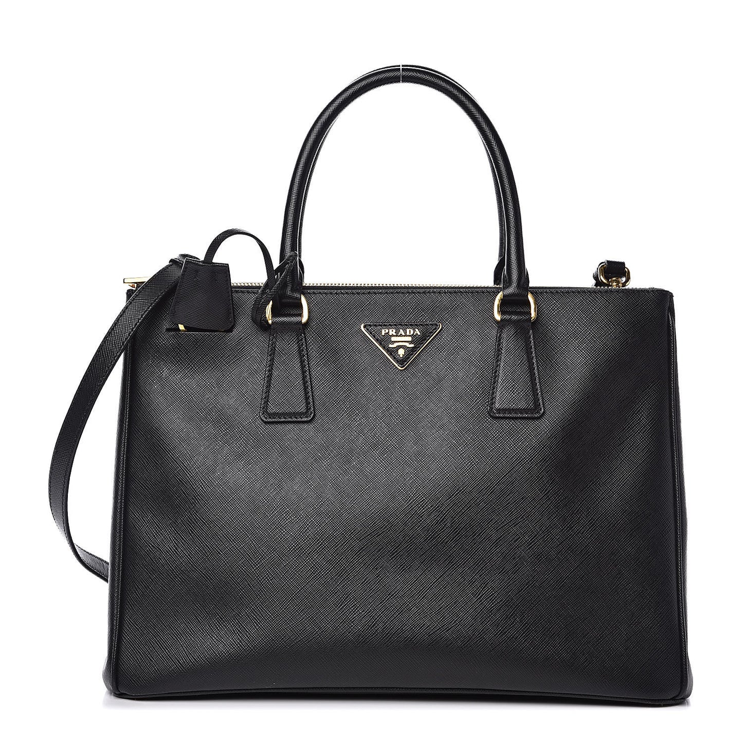 Saffiano Large Galleria Double Zip Tote Black