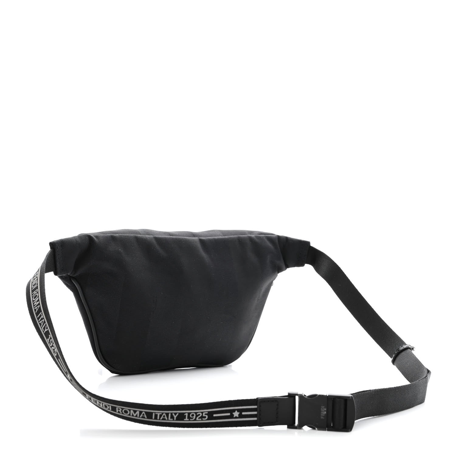 Fendi Nylon Vitello Century Pequin Logo Plate Pocket Belt Bag Black 3 of 10