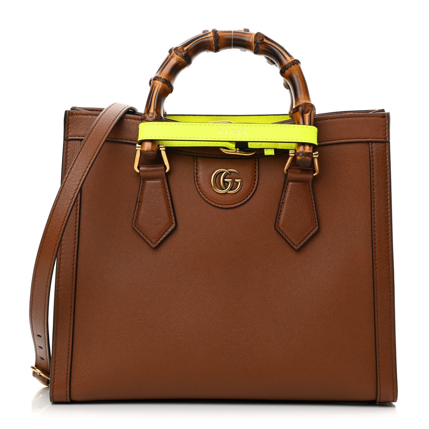 Gucci Wonka Grain Calfskin Small Diana Tote Bag Cuir Yellow Fluo 1 of 13