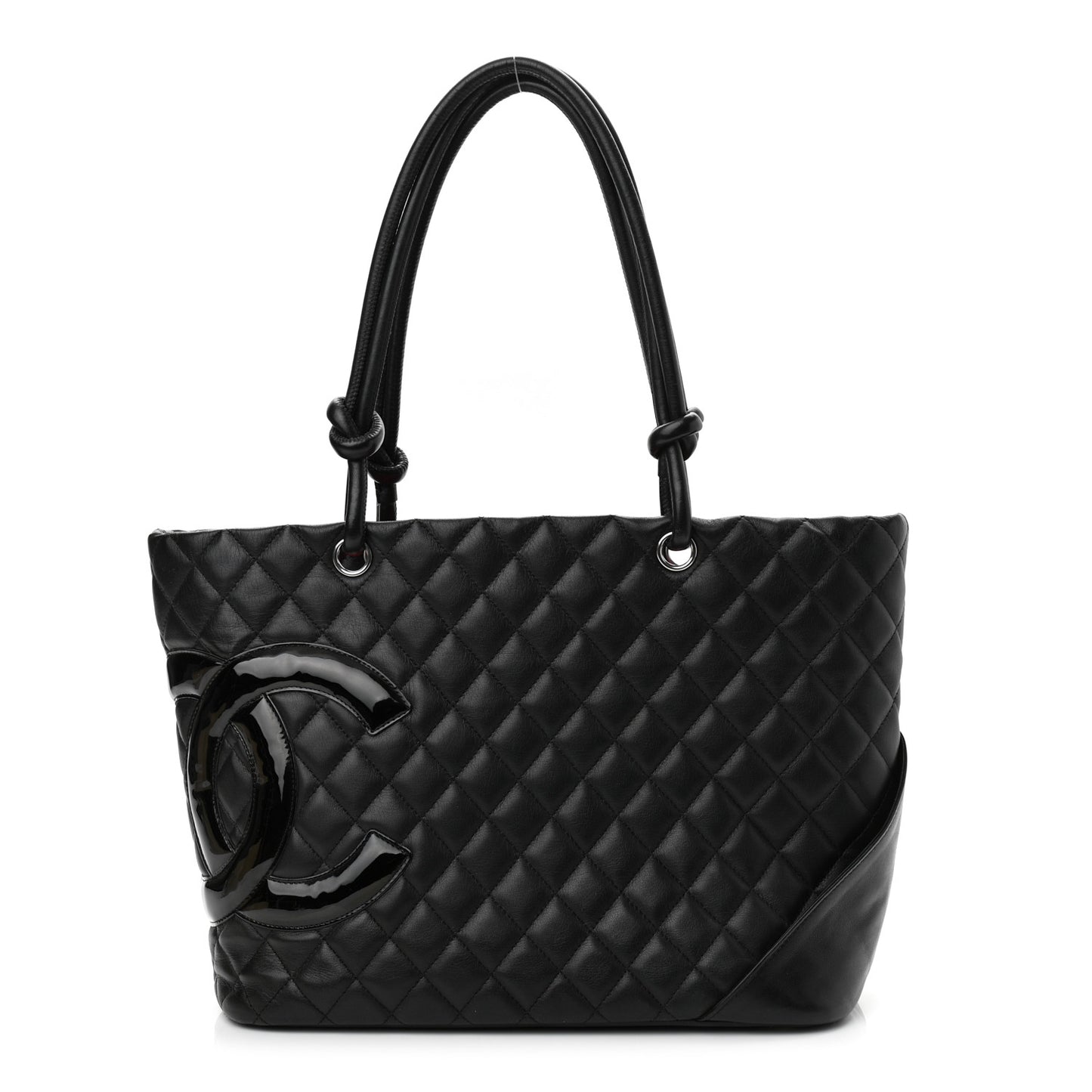 Calfskin Quilted Large Cambon Tote Black