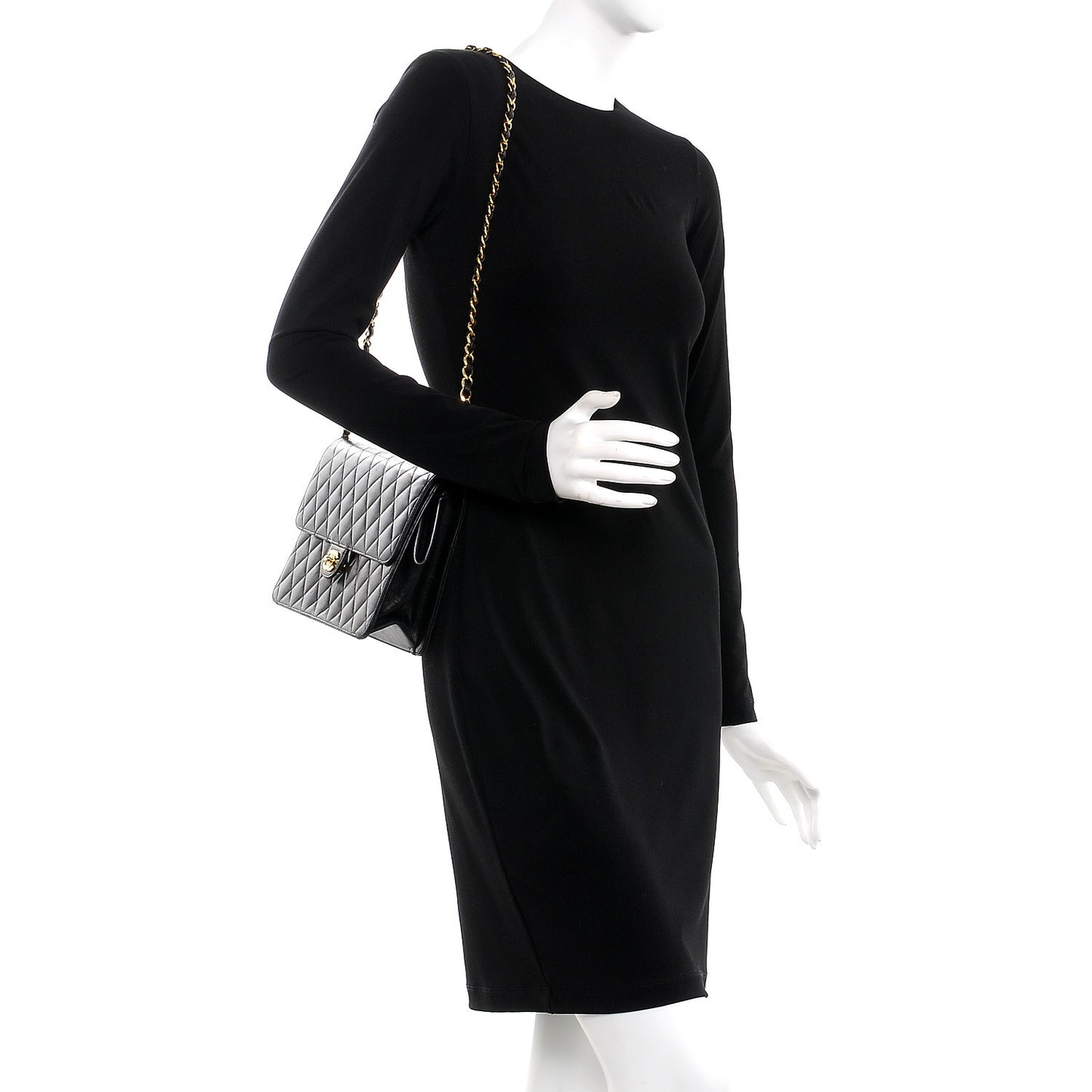 Lambskin Quilted Medium Single Flap Black