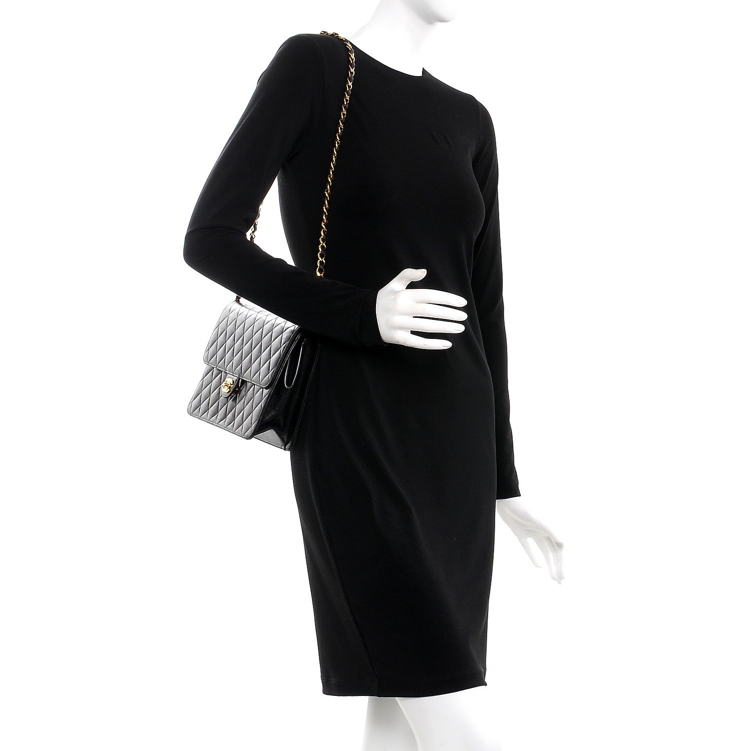 Chanel Lambskin Quilted Medium Single Flap Black 2 of 8