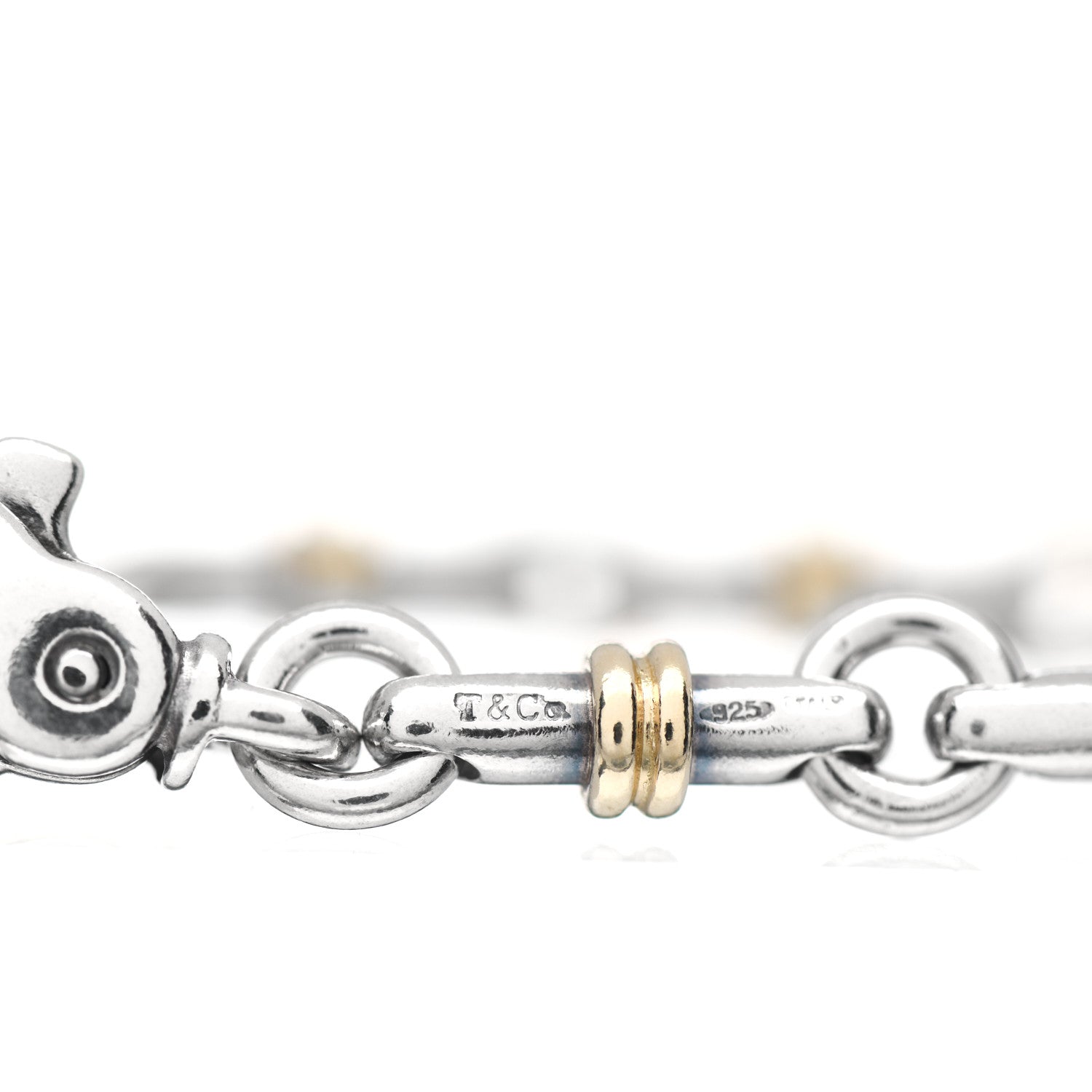 Tiffany Sterling Silver 18K Yellow Gold Bar Link Bracelet 4 of 4