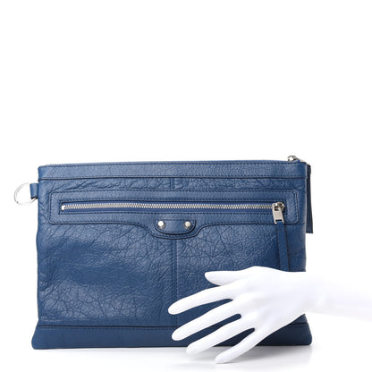 Balenciaga Agneau Arena Mat Classic Silver Hardware Medium Clip Bleu Profond 2 of 6