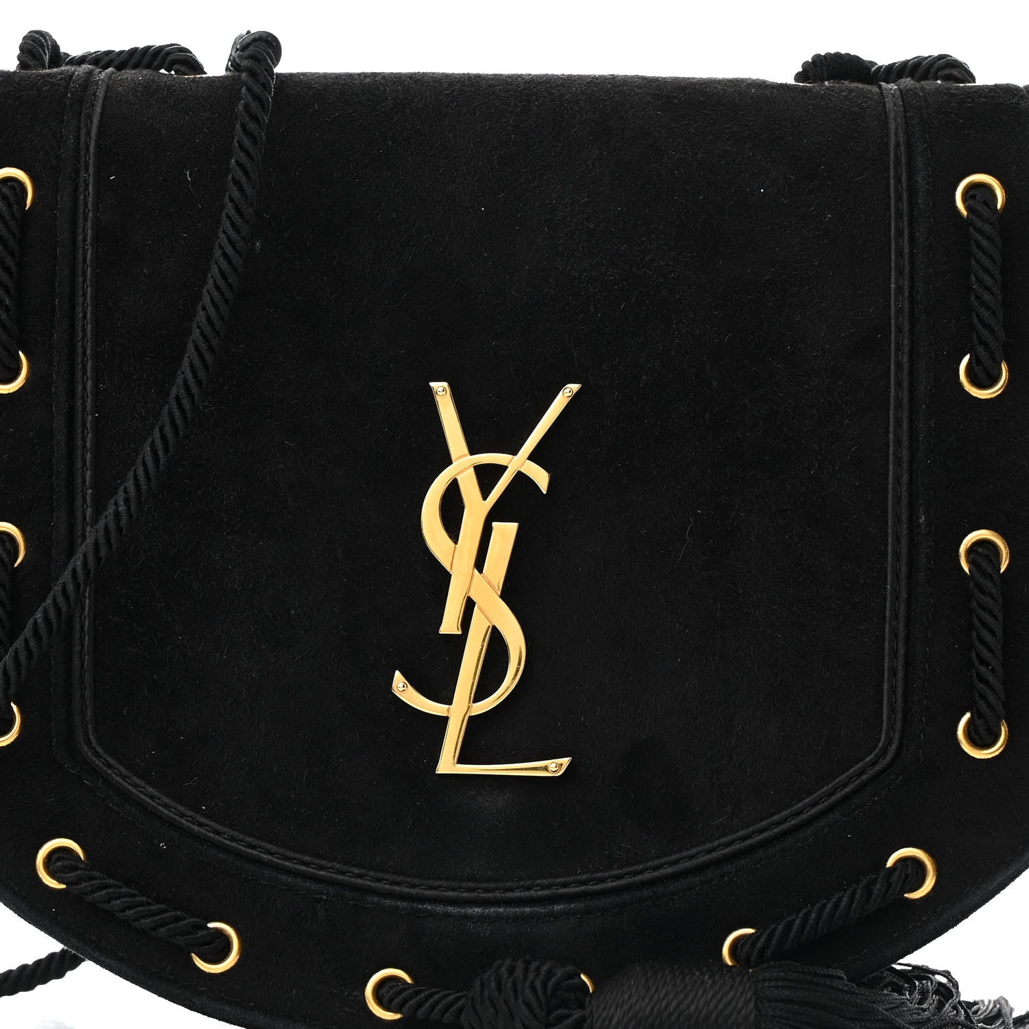 Saint Laurent Suede Medium Monogram Fetish Satchel Black 7 of 11