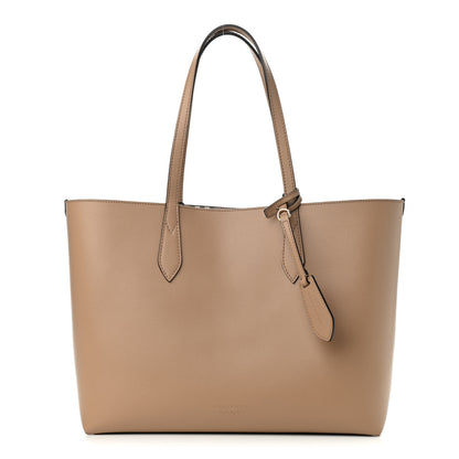 Burberry Grainy Calfskin Haymarket Check Medium Reversible Tote Camel 1 of 15