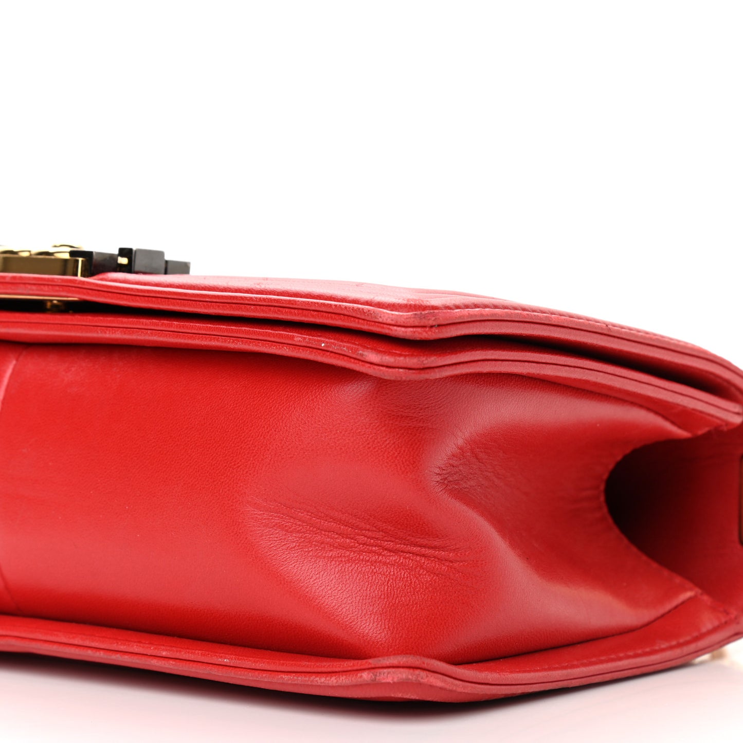 Lambskin Embossed Medium Boy Cube Flap Red