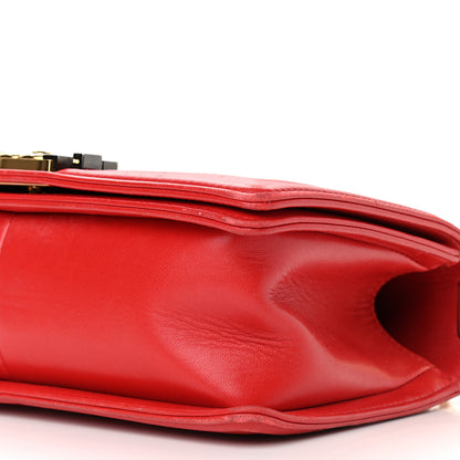 Chanel Lambskin Embossed Medium Boy Cube Flap Red 6 of 15